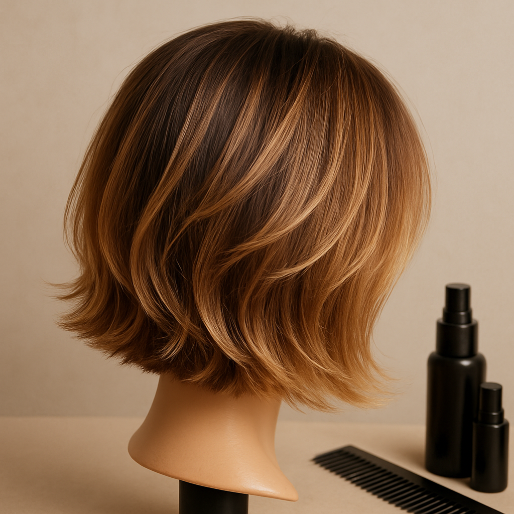 Zoom sur un carré dégradé mettant en valeur la texture et le mouvement des cheveux.