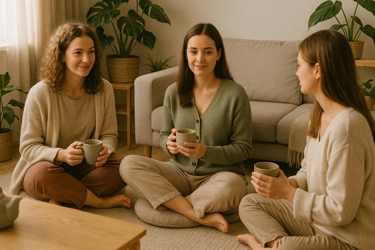Cercle de parole féminin dans une ambiance chaleureuse