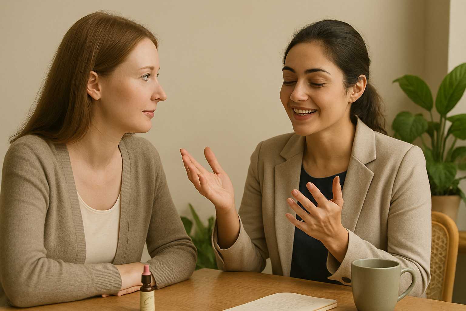 Échange sincère entre collègues dans un espace détendu